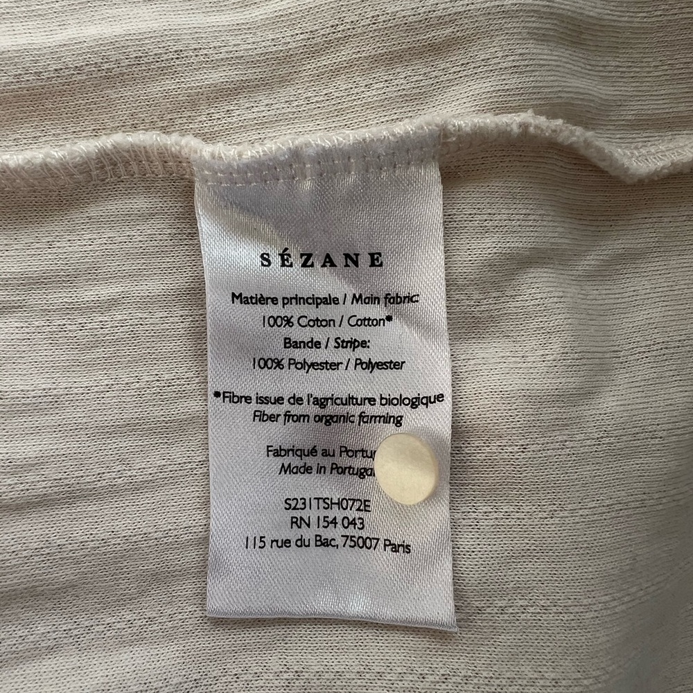 Sezane Maddie Beige Button Down T-shirt Size Small - Picture 9 of 11